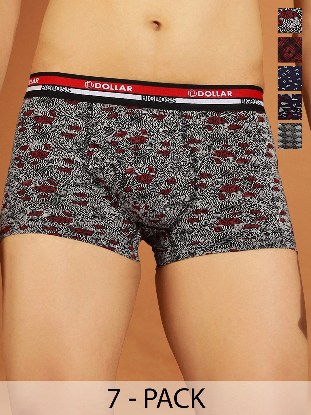 Dollar Bigboss Men Printed Pack of 7 Functional Pouch Support Trunk