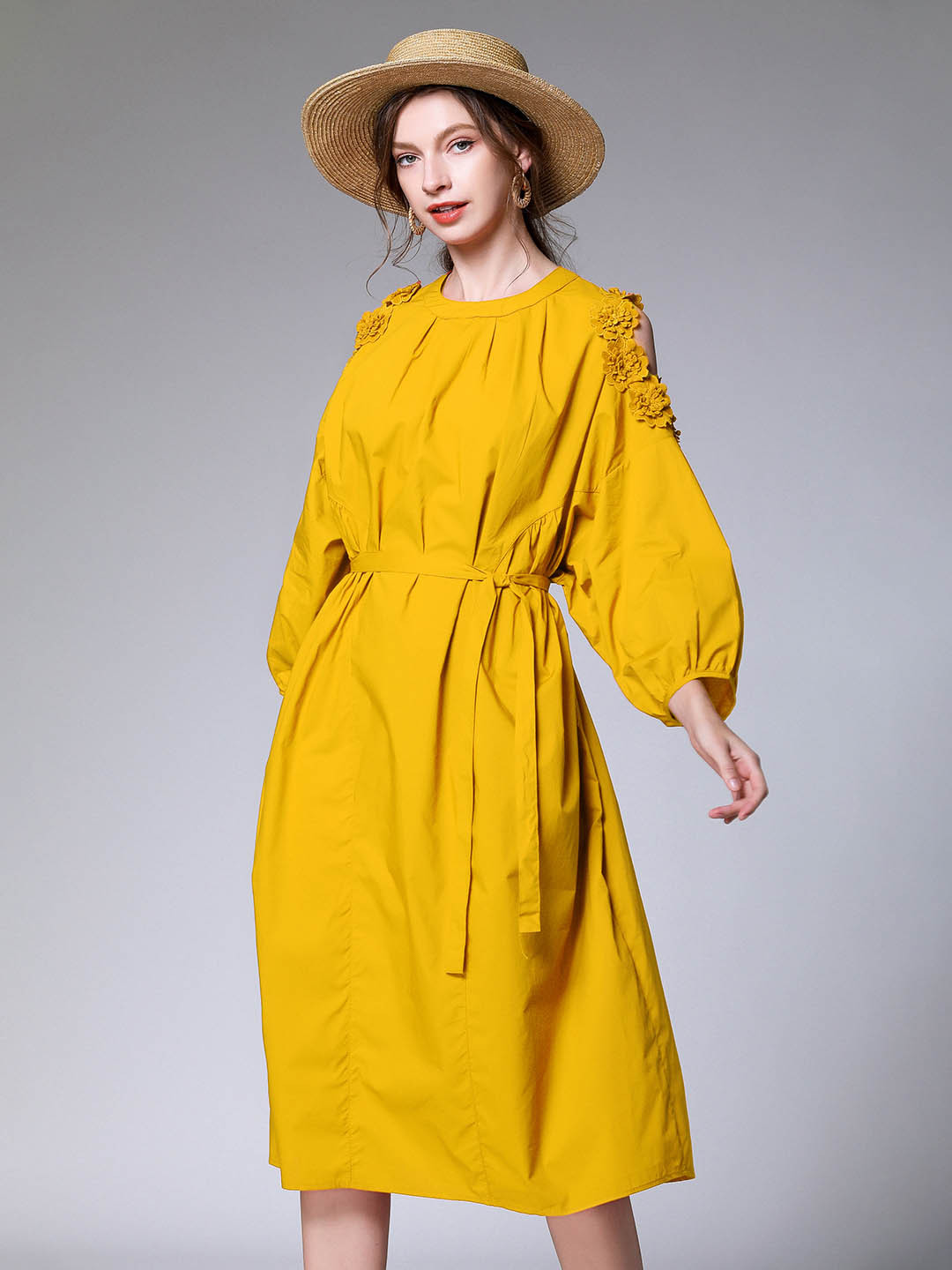 JC Collection Cold-Shoulder Sleeves A-Line Dress