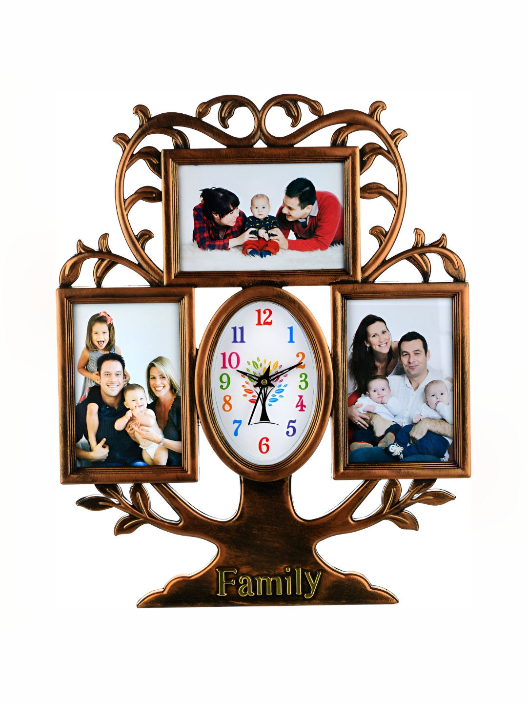 Attractionz Brown & White Contemporary Oval Shaped Wall Clock