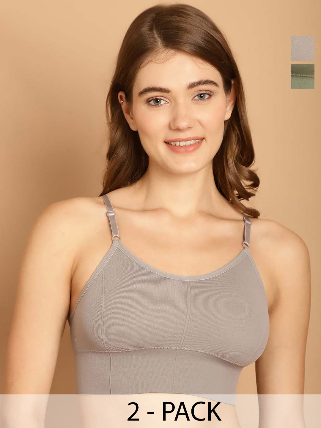 Friskers Pack Of 2 All Day Comfort Dry Fit Sports Bra Medium Coverage Lightly Padded