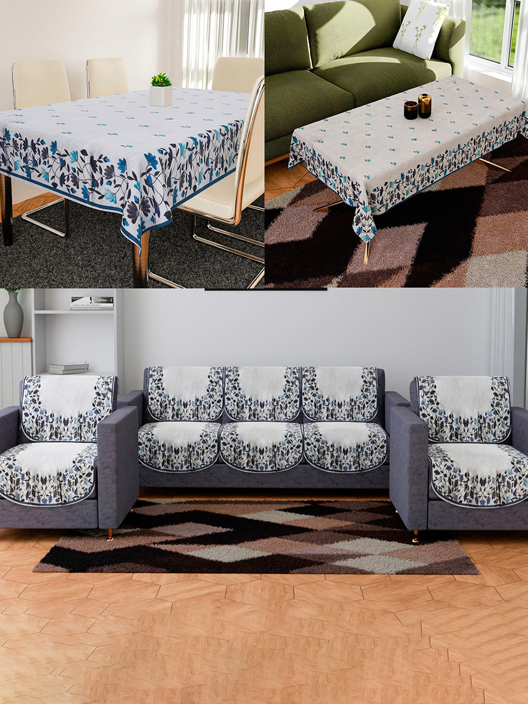 Kuber Industries Set of 12 5-Seater Sofa Cover & Center & Dining Table Cover Set