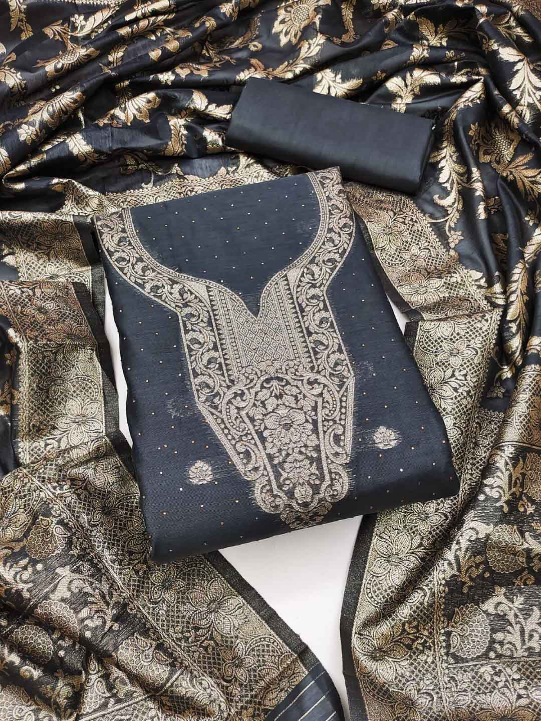 Panzora Banarasi Silk Unstitched Dress Material