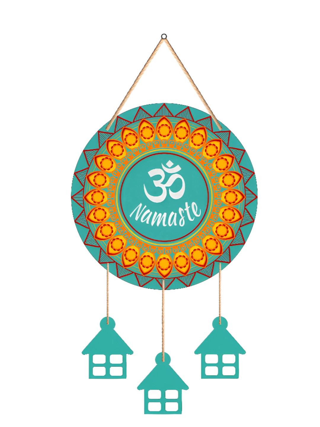 SAF Om Namaste Wood Ethnic Motifs Glossy Hanging Hall Spiritual Wall Decor-15In