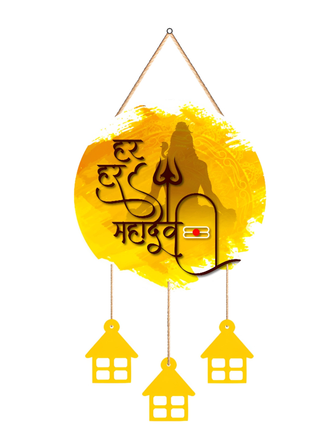 SAF Har Har Mahadev Wood Ethnic Motifs Matte Hanging Hall Spiritual Wall Decor-18In