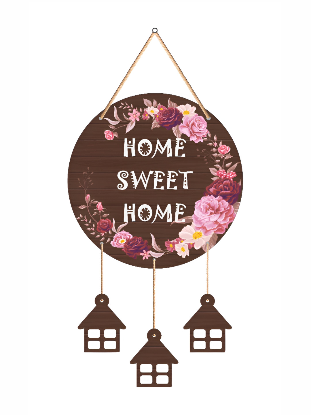 SAF Home sweet home Wood Floral Matte Hanging Hall Wall Hangings-18In