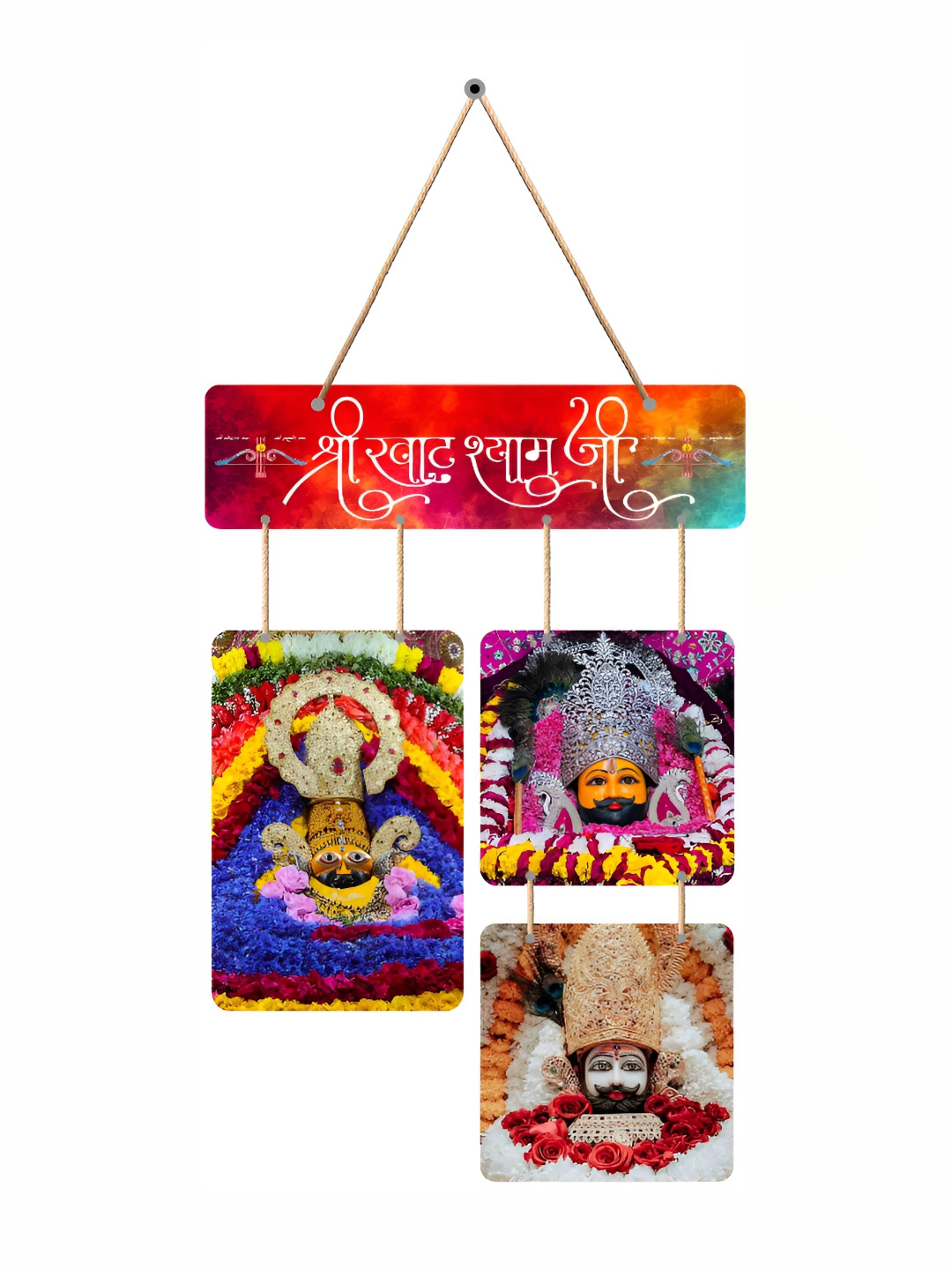 SAF Khatushyam ji H Wood Ethnic Motifs Matte Hanging Hall Spiritual Wall Decor-11In