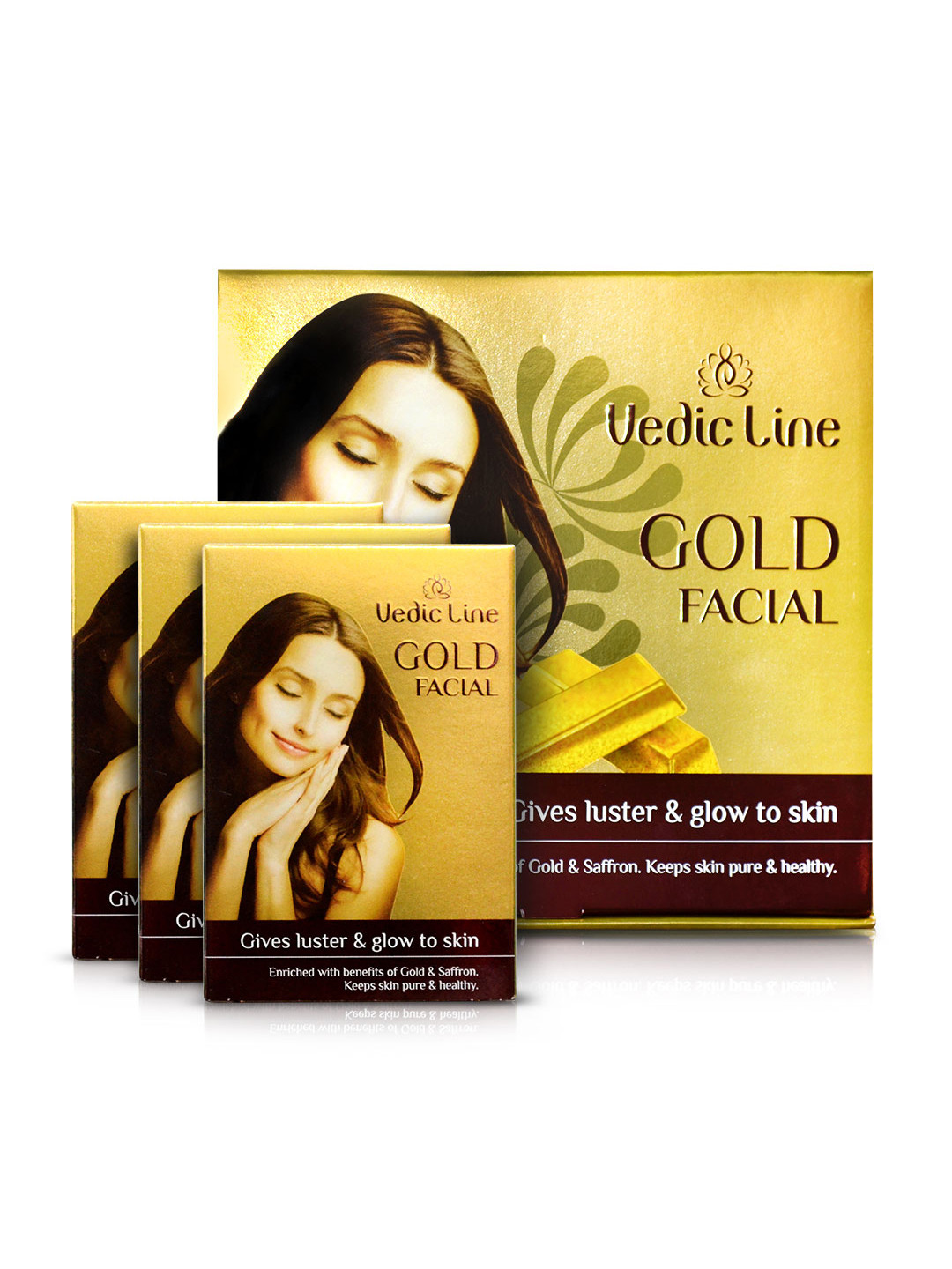Vediclin Gold Ojas Set Of 10 Face Cleanser-Scrub-Cream-Massage Gel-Pack-Moisture Serum