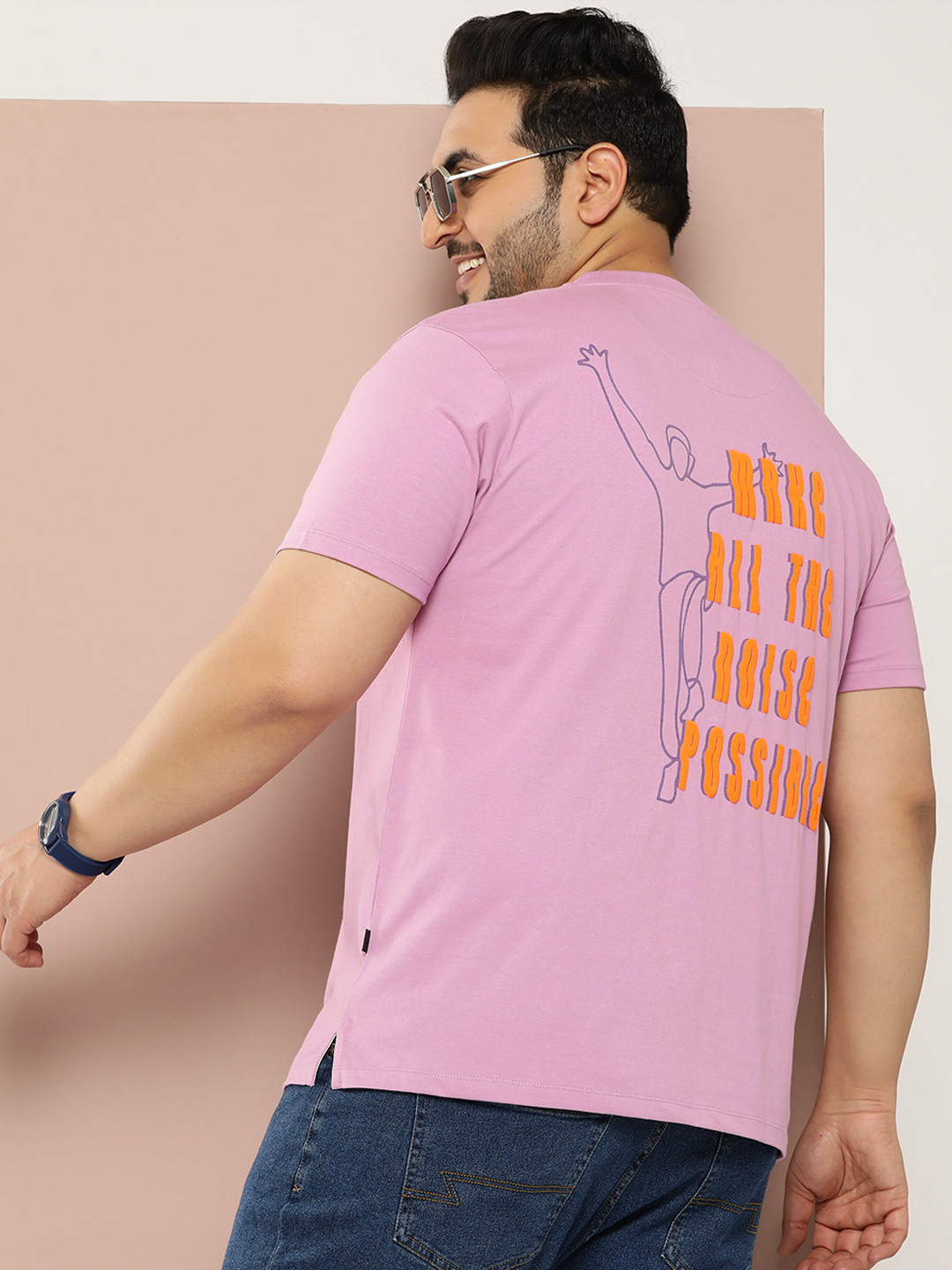 Sztori Men Plus Size Typography Printed Regular Fit T-shirt