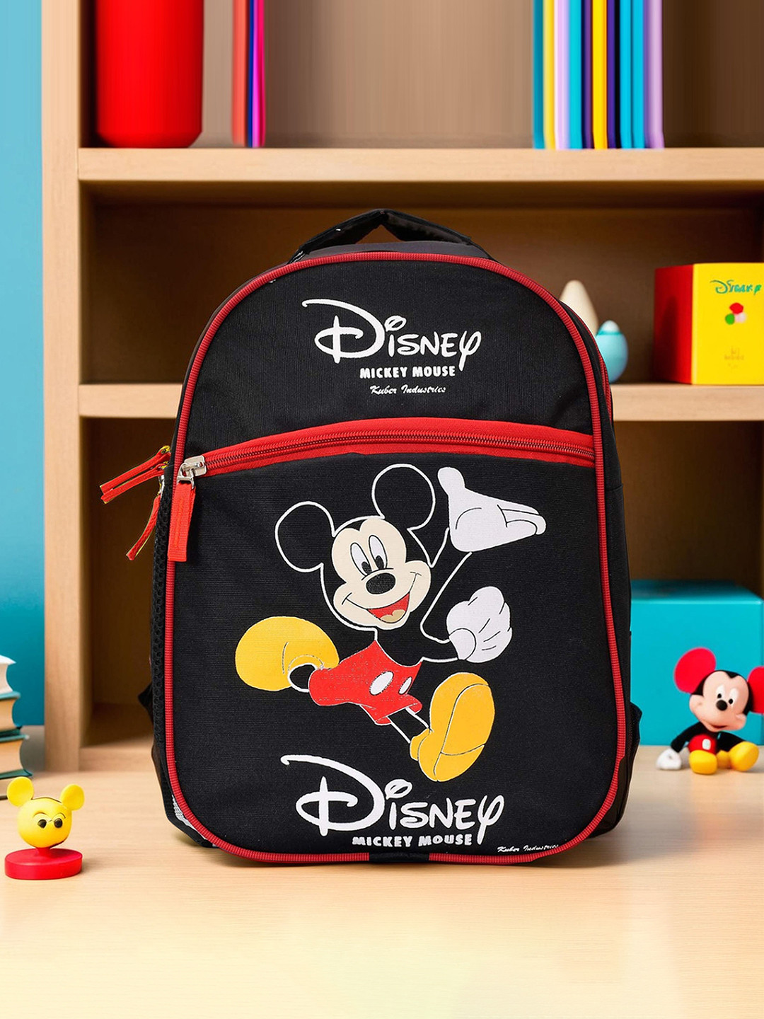 Kuber Industries Boys Disney Balck Red Mickey Print School Bags