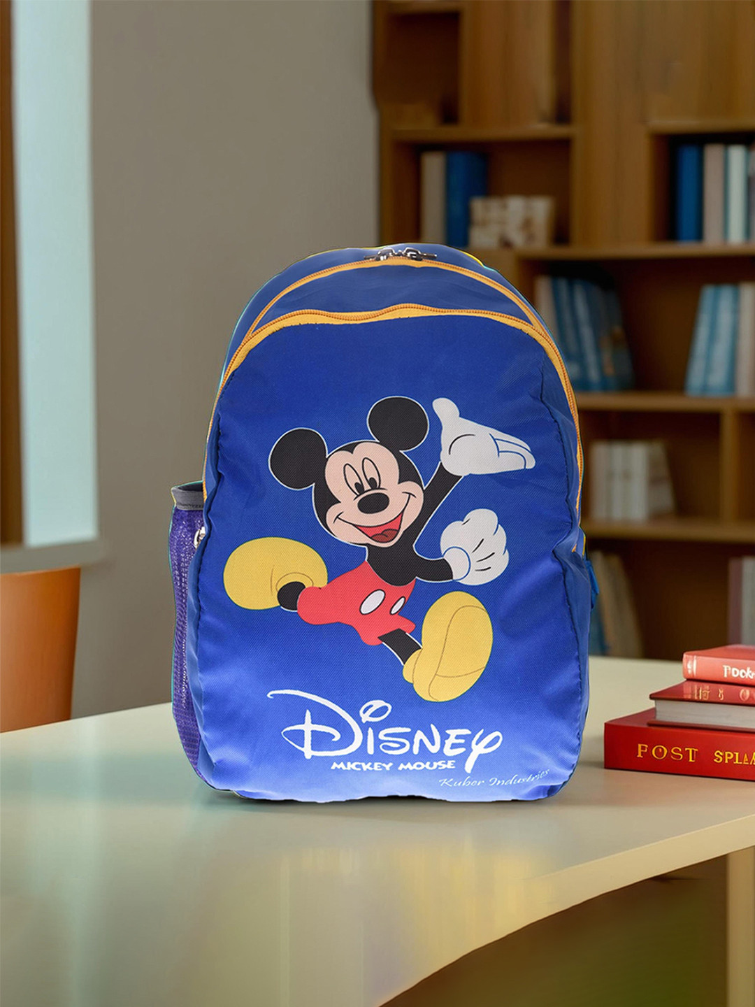 Kuber Industries Disney Mickey Mouse 2 Compartments Schoolbags for Kids Backpack