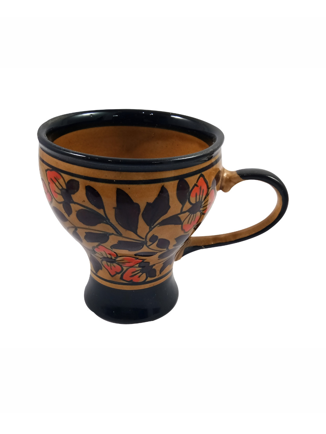 INDIA MEETS INDIA Gift For Sweet Mother Beige Floral Ceramic Microwave Safe Cup-100ml