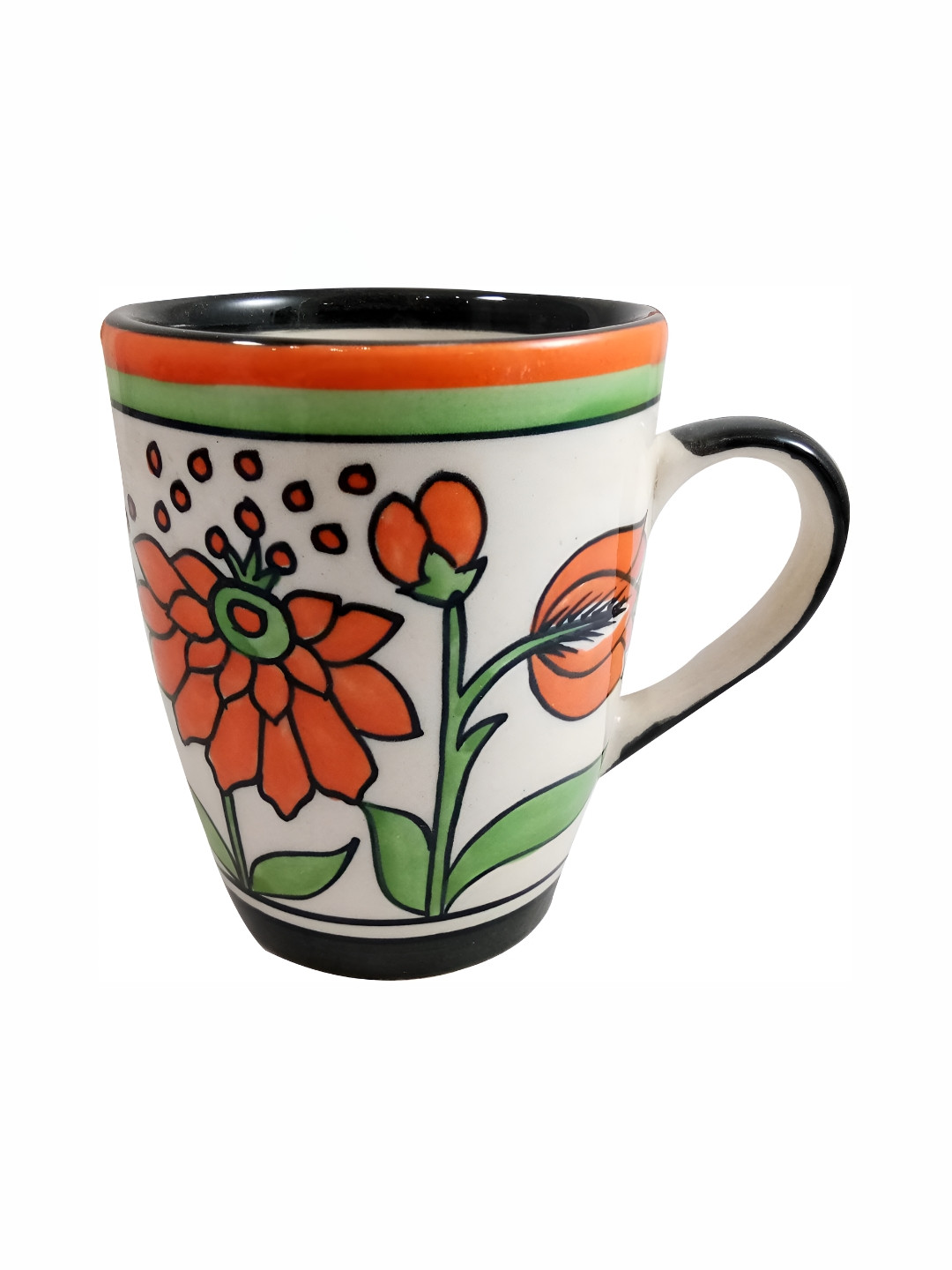 INDIA MEETS INDIA Gift For Sweet Mother Orange Floral Ceramic Microwave Safe Mug-250ml
