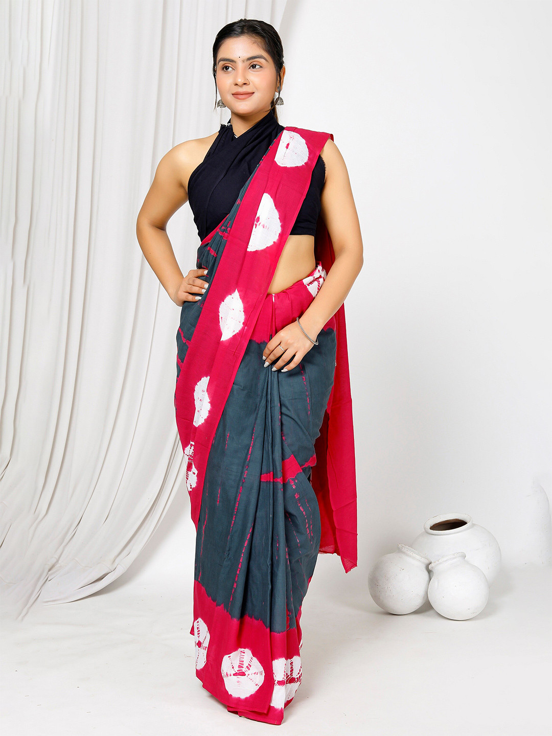 JAIPURI BLOCK PRINT Bandhani Printed Pure Cotton Bandhani Saree