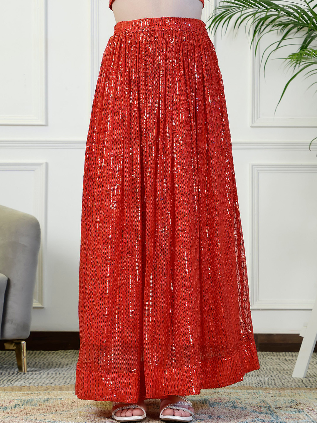 NEUDIS Embillished Flared Maxi Skirt