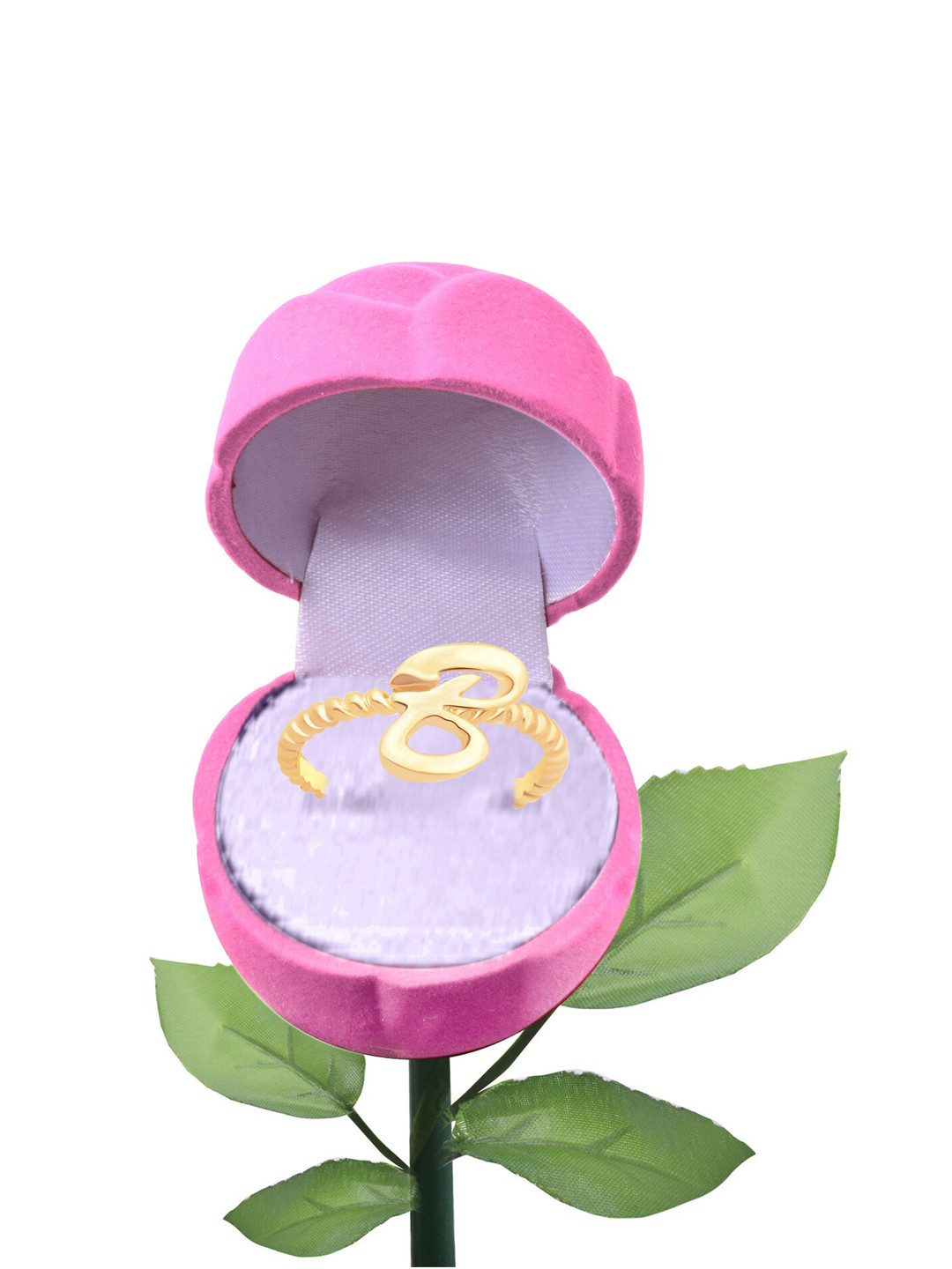 Vighnaharta Gold Plated Finger Ring With Rose Box