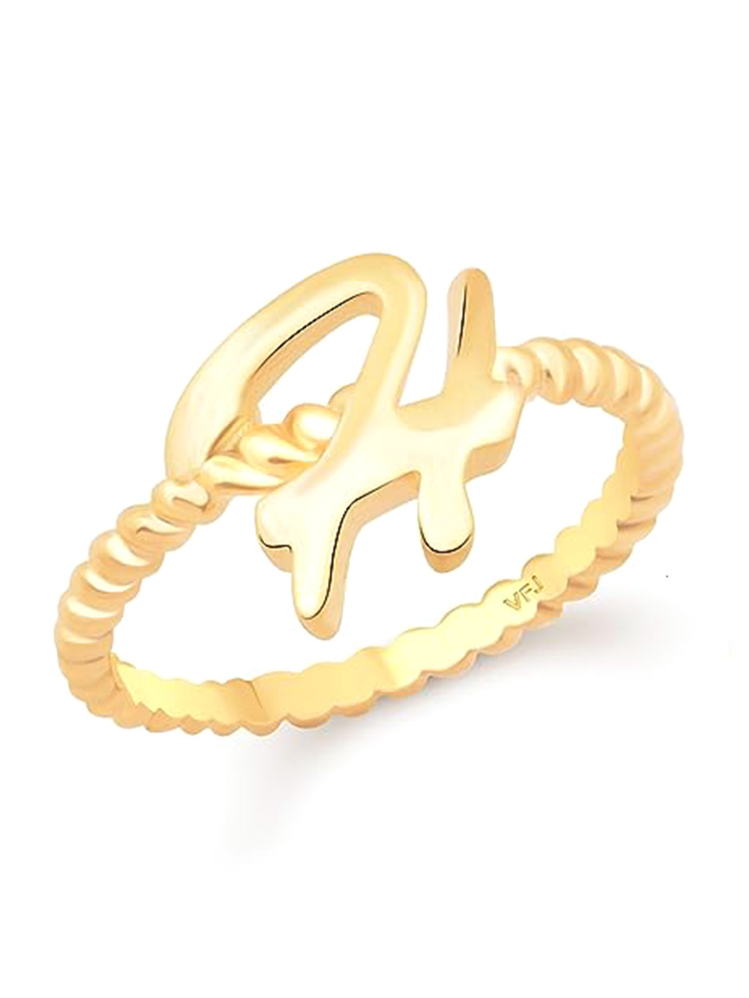 Vighnaharta Gold-Plated H Alphabet Finger Ring