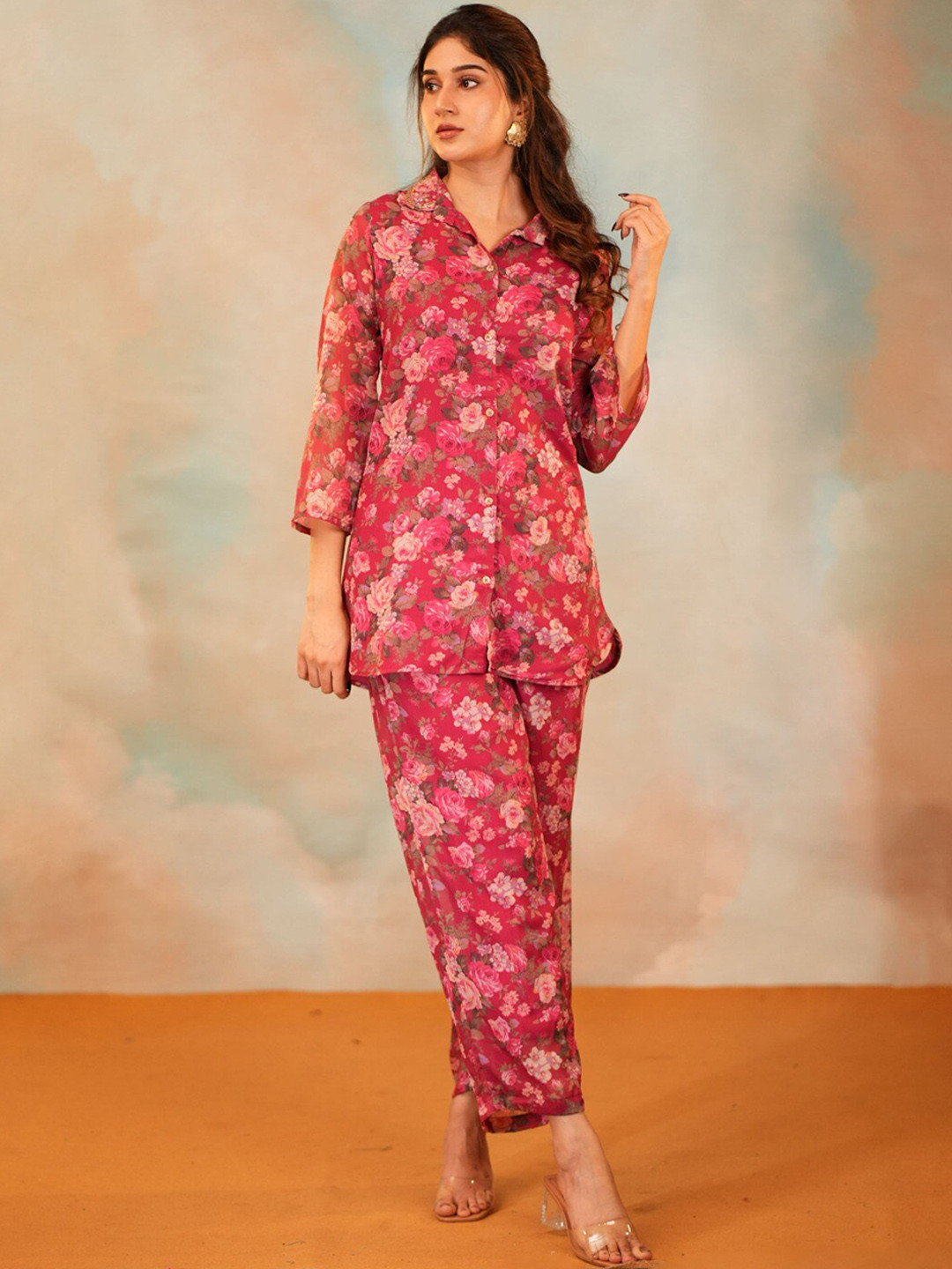 Vinya Printed Tunic With Trousers Co-Ords