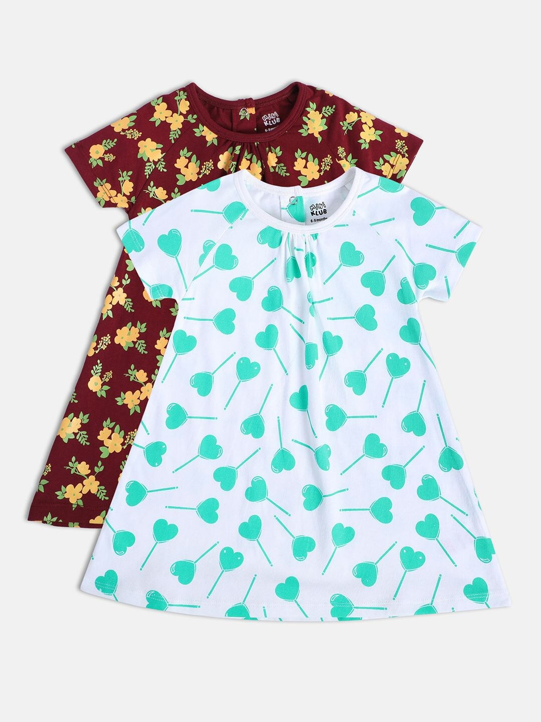 MINI KLUB Infants Pack Of 2 Print Cotton A-Line Dresses