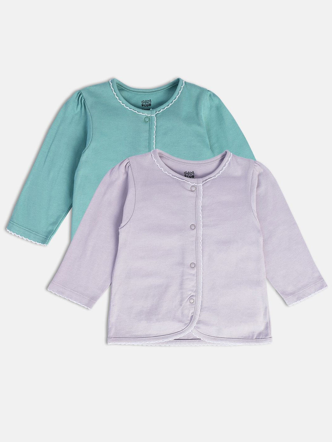 MINI KLUB Girls Pack Of 2 Pure Cotton Henley Neck T-shirts