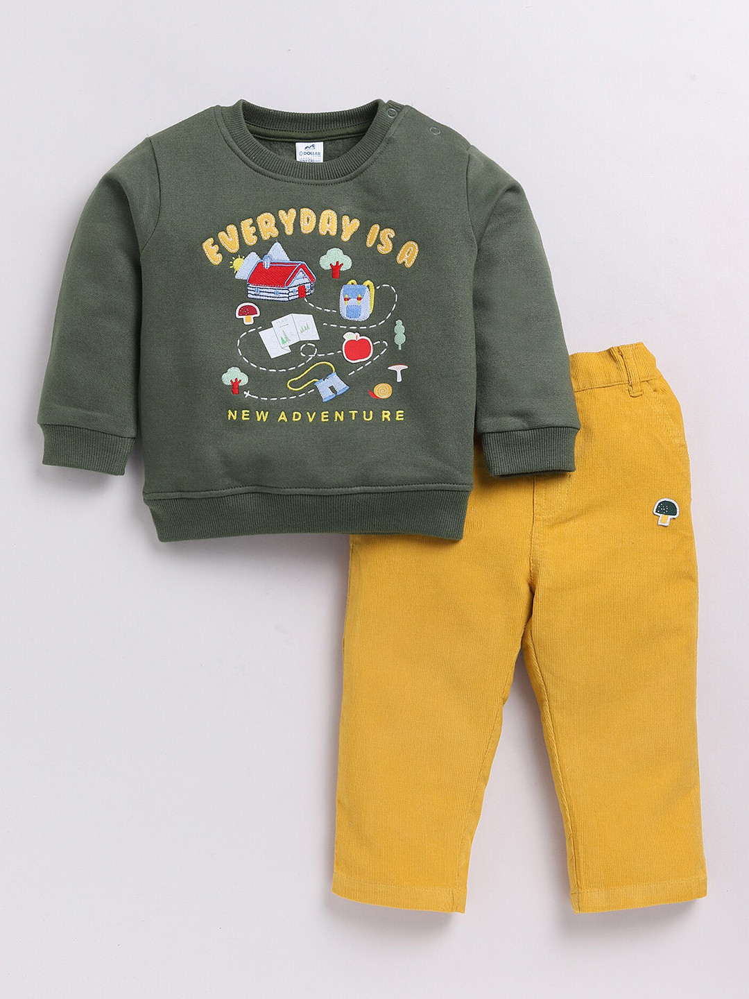 Dollar Kid Super Soft Printed Long Sleeves T Shirt With Corduroy Pant Set