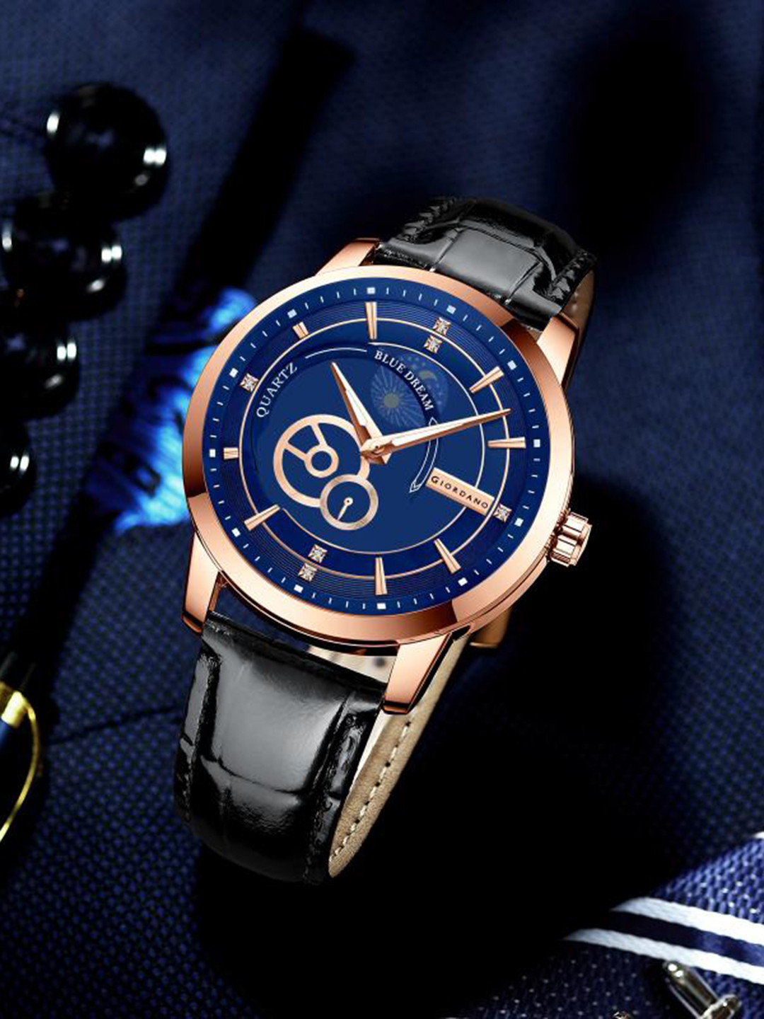 GIORDANO Men Leather Bracelet Style Straps Analogue Watch GZ-50084-02