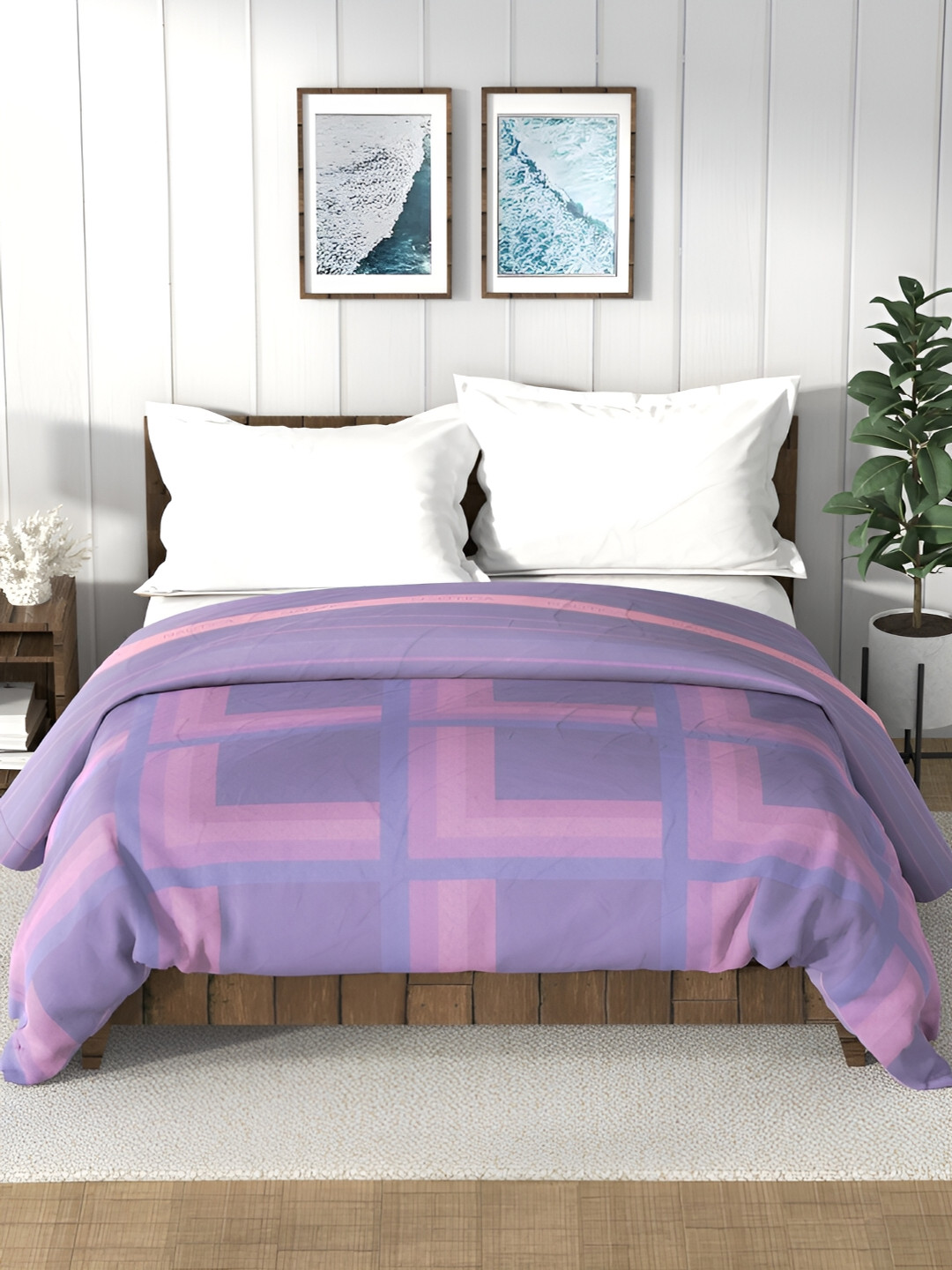 Nautica Bristol Purple Geometric AC Room 150 GSM Double Bed Comforter