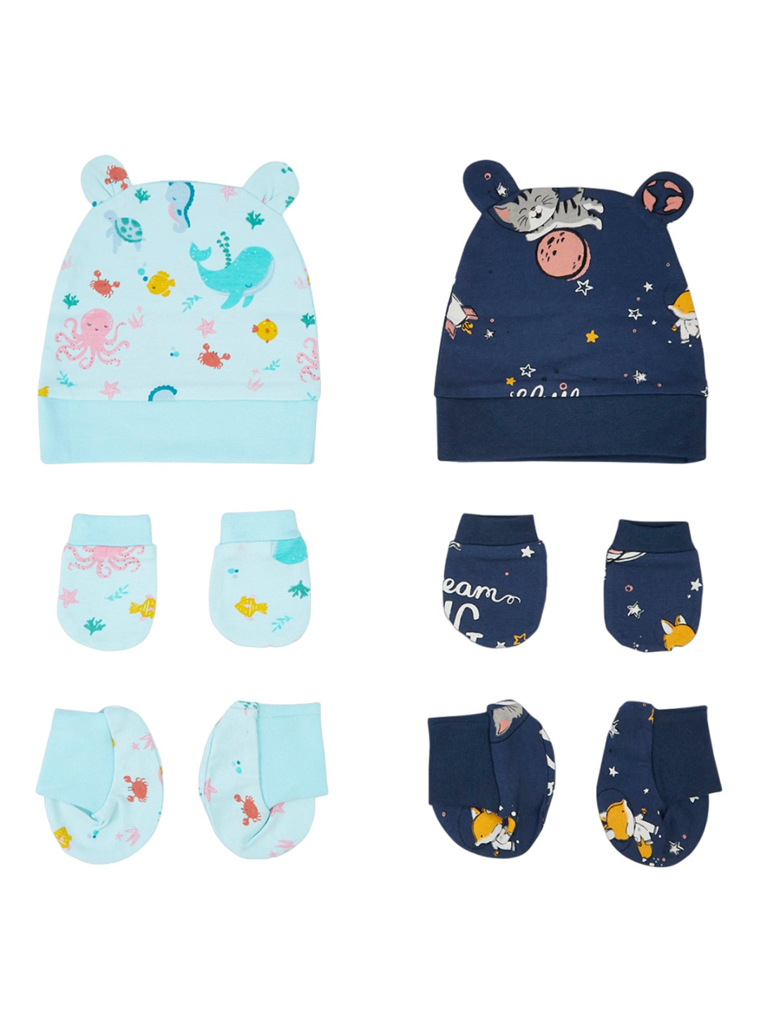 haus & kinder Infants Pack Of 2 Printed Cotton Baby Apparel Gift Set