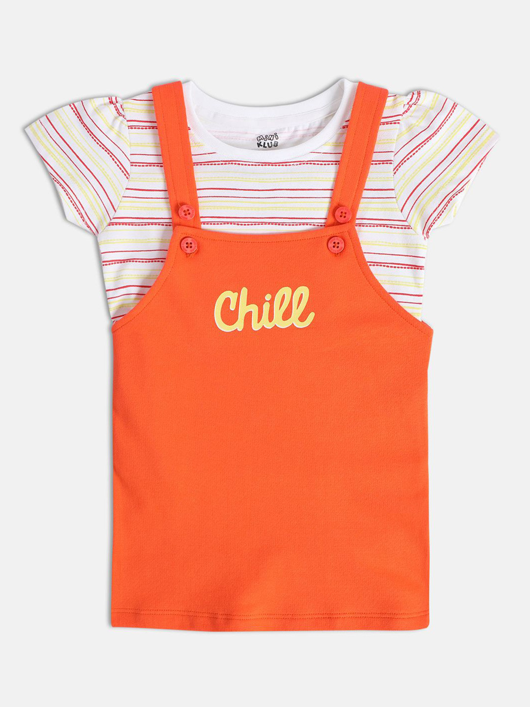 MINI KLUB Infants Girls Pure Cotton Pinafore Dress With T-Shirt