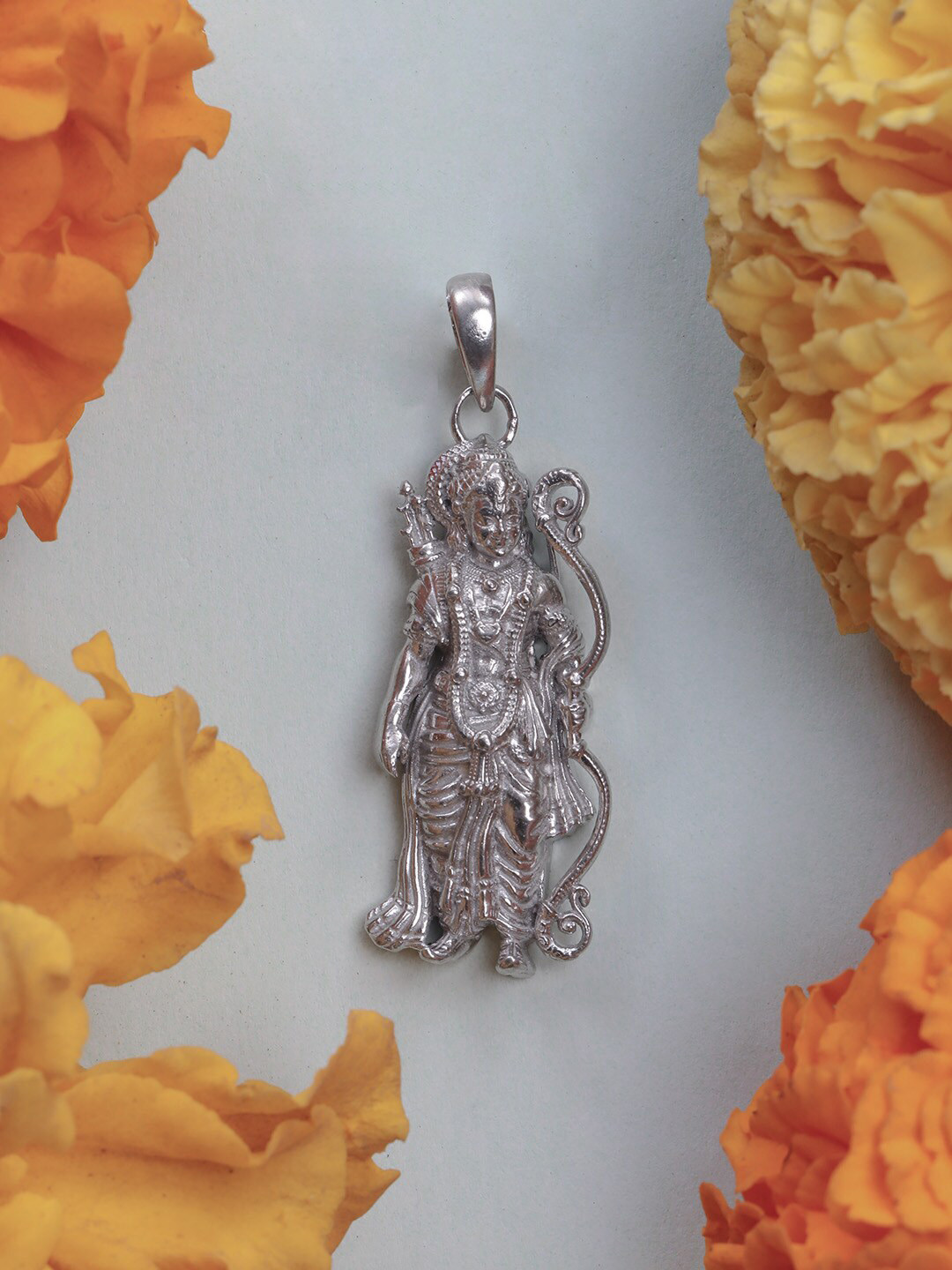 Unniyarcha 92.5 Silver-Plated Shri Ram Pendant with Chain