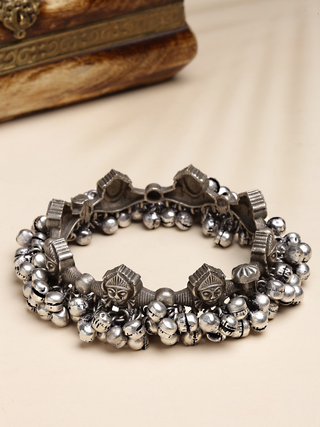 Sanjog Silver-Plated German Silver Ethnic Bangle