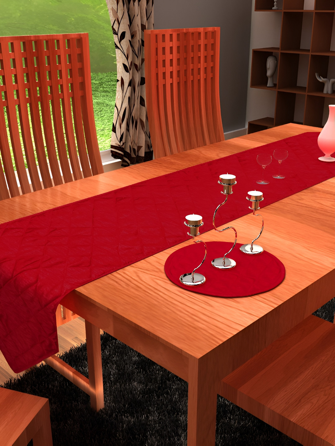 Home Heart Red Quilted Table Runner