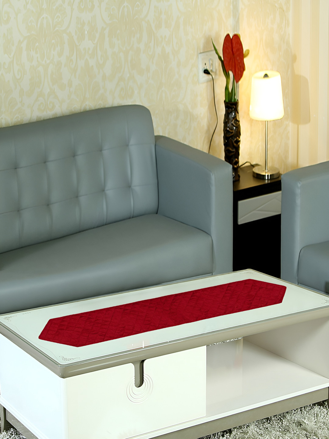 Home Heart Red Quilted Table Runner