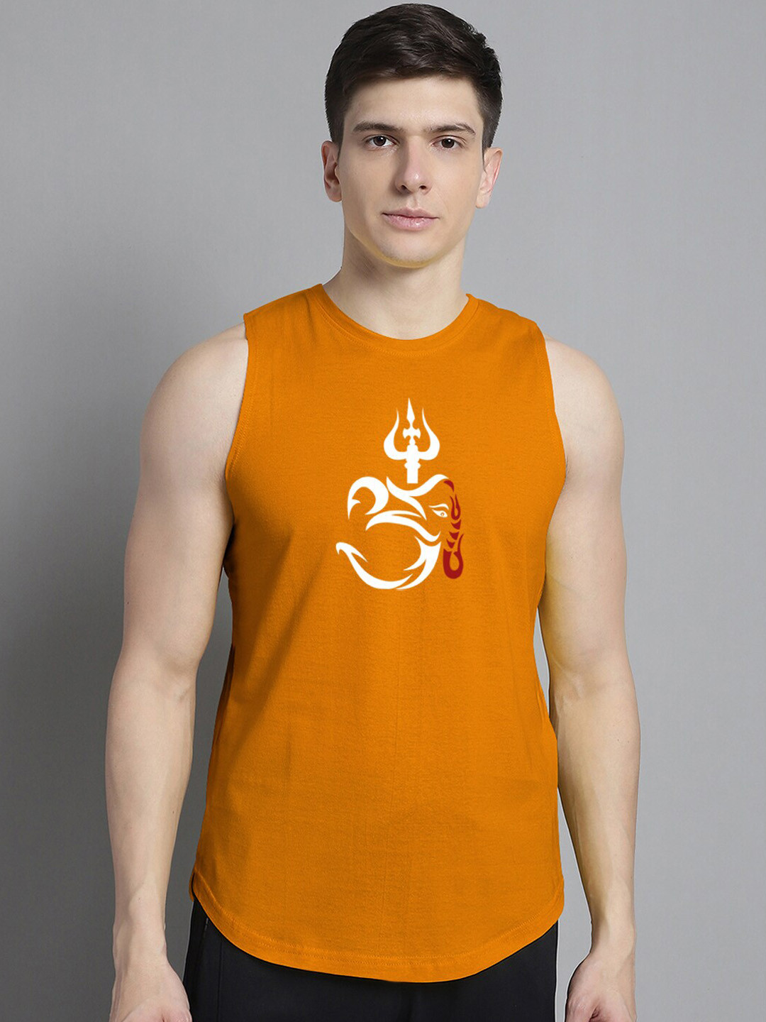 FBAR Om Trishul Ganesha Printed Pure Cotton Innerwear Vest 240124FBAE421