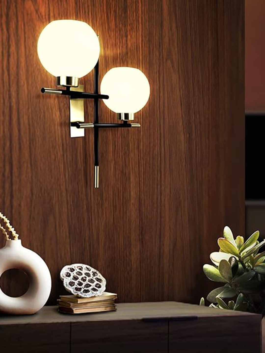 Wipro BeuHome Metallic Toned Glass Wall Lamp