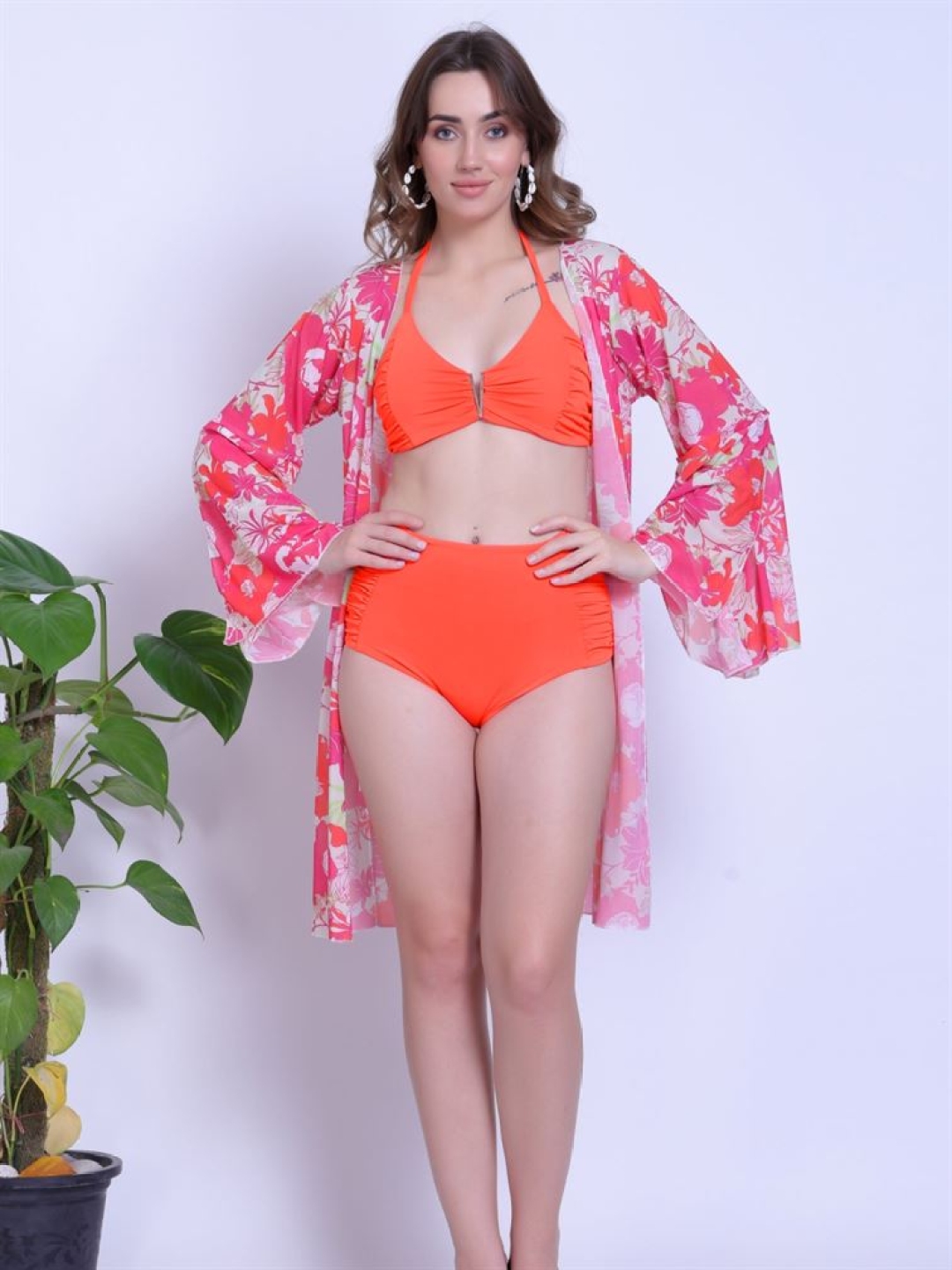 Buy FXM High Waist Swim Set With Cover Up Shrug Swimwear for Women 27201596 Myntra