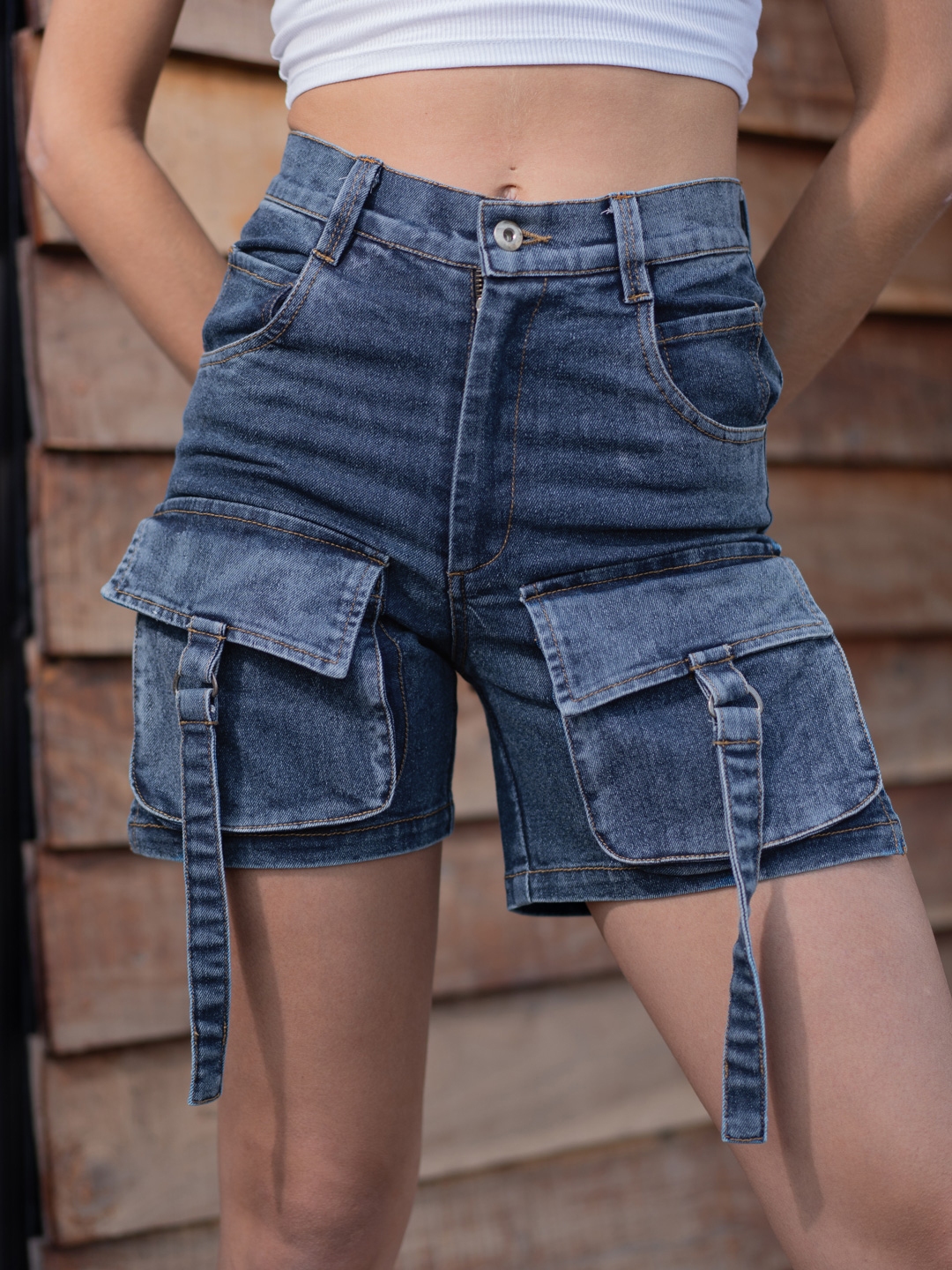Womens denim cargo shorts cheap