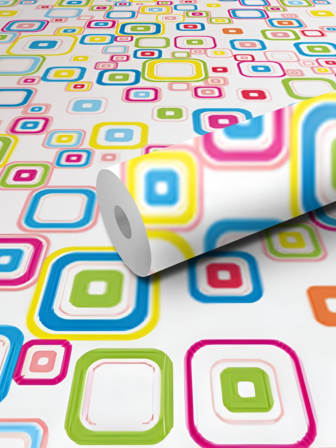 WALLWEAR Blue & Green Geometric Printed Self-Adhesive Wallpaper