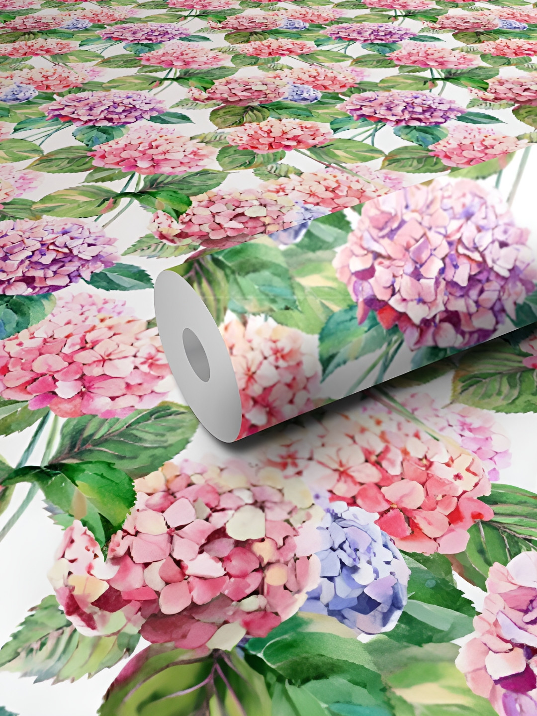 WALLWEAR Pink & Green Floral Printed Self-Adhesive Waterproof Wallpaper