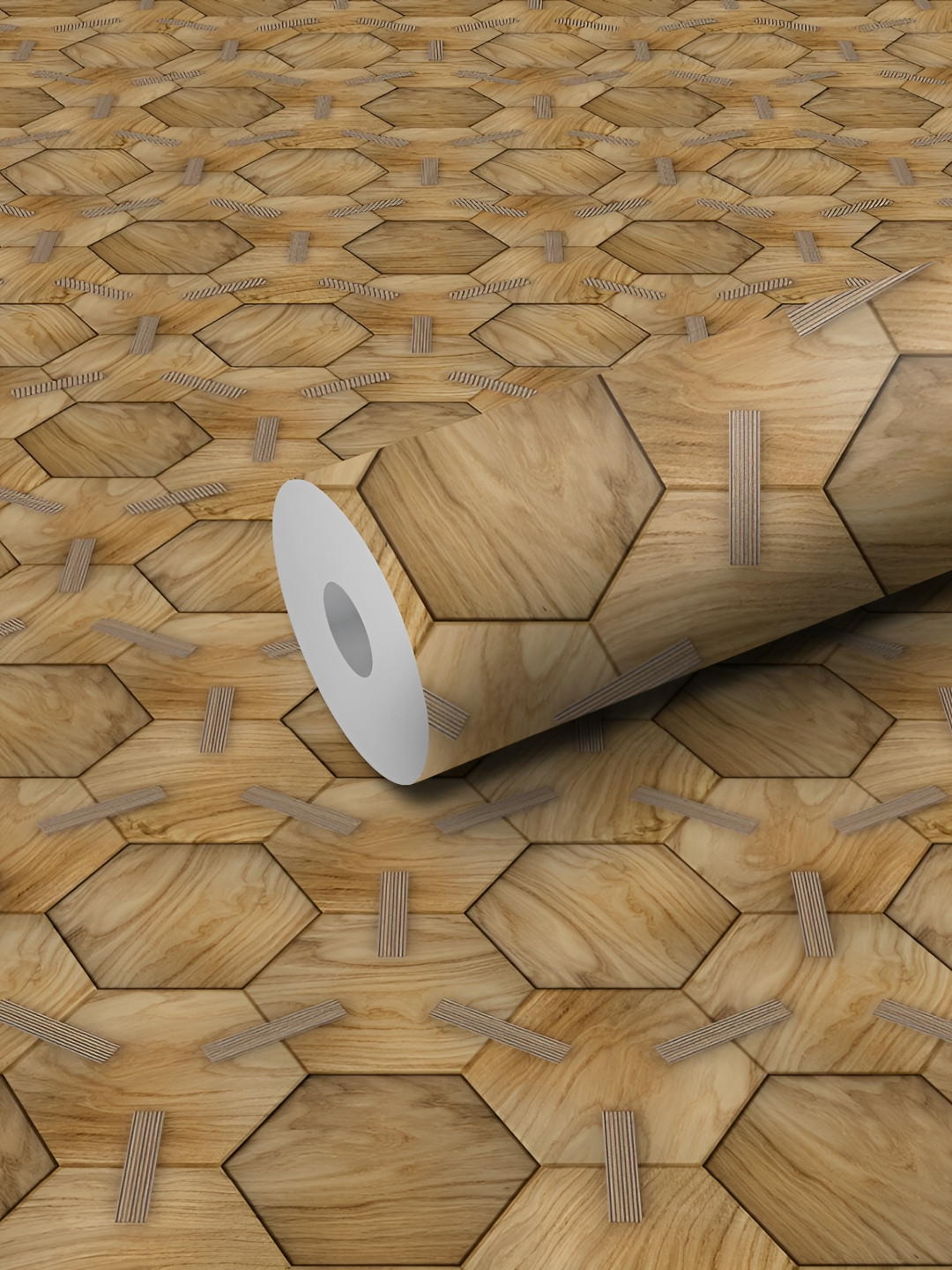 WALLWEAR Brown Geometric Self-Adhesive Wallpaper