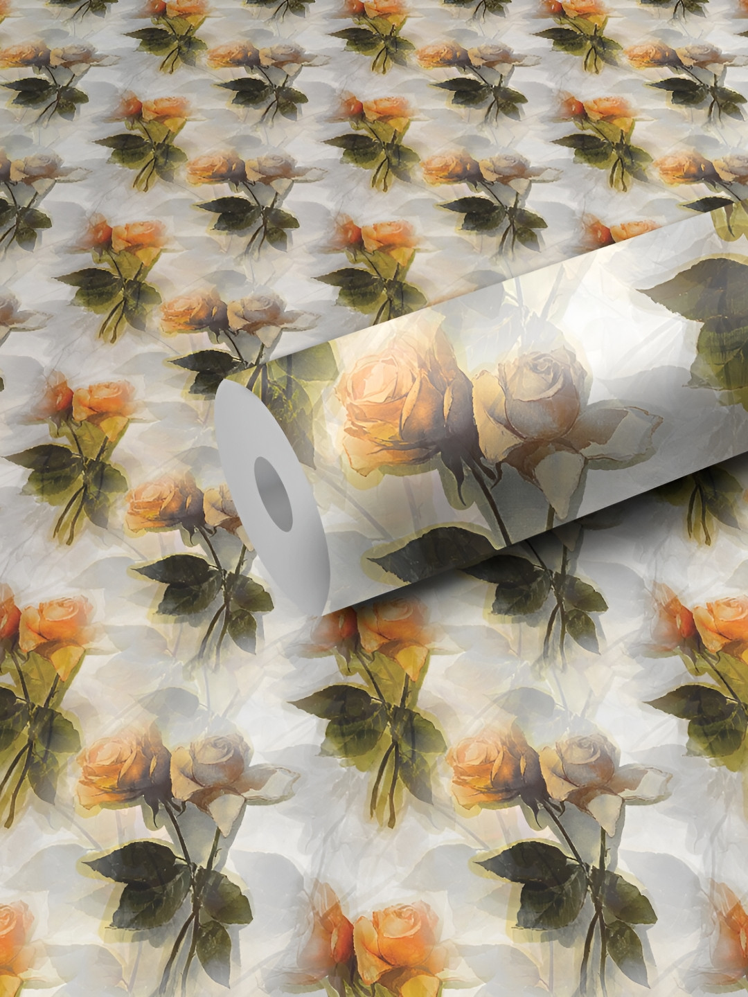 WALLWEAR Yellow & Green Floral Printed Self-Adhesive Wallpaper