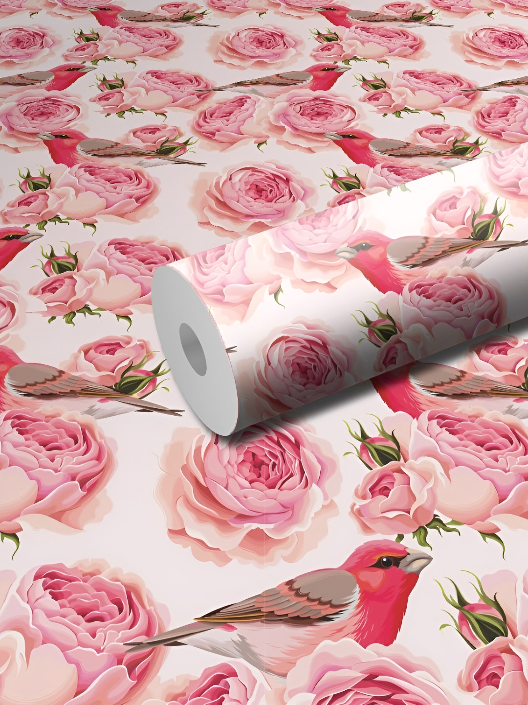 WALLWEAR White & Pink Floral and Botanical Printed Wall Sticker