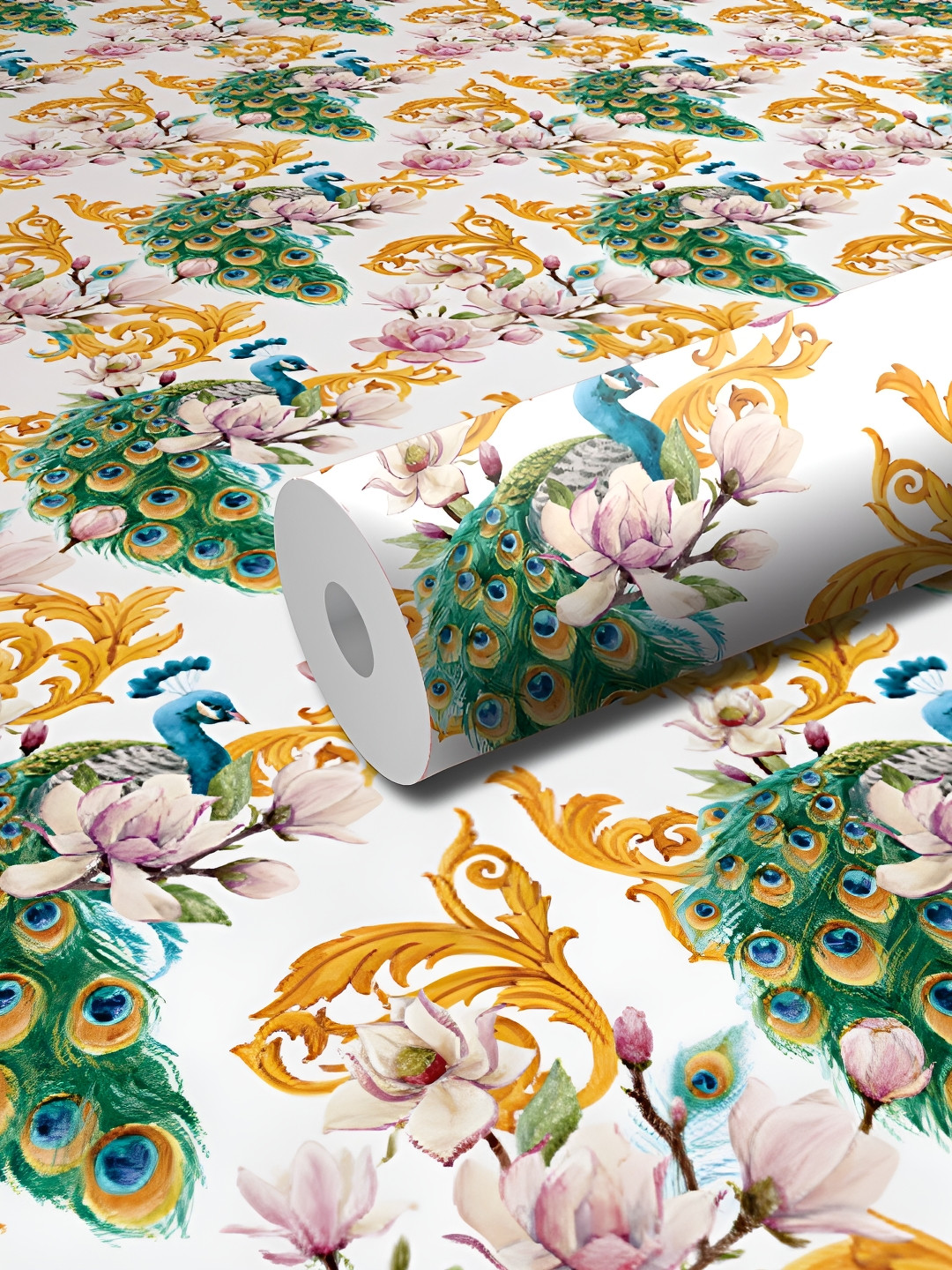 WALLWEAR White & Yellow Birds and Animals Printed Wall Sticker