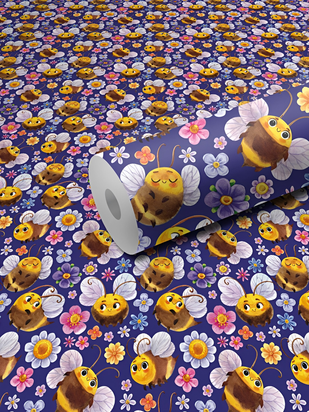 WALLWEAR Blue & Yellow Floral and Botanical Printed Wall Sticker