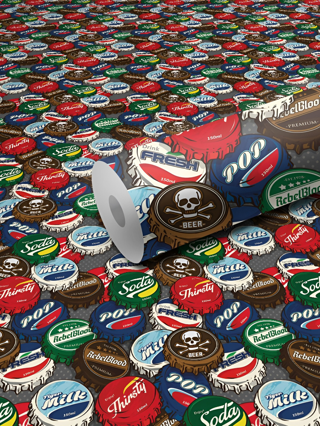 WALLWEAR Blue & Brown Abstract Self-Adhesive Wallpaper