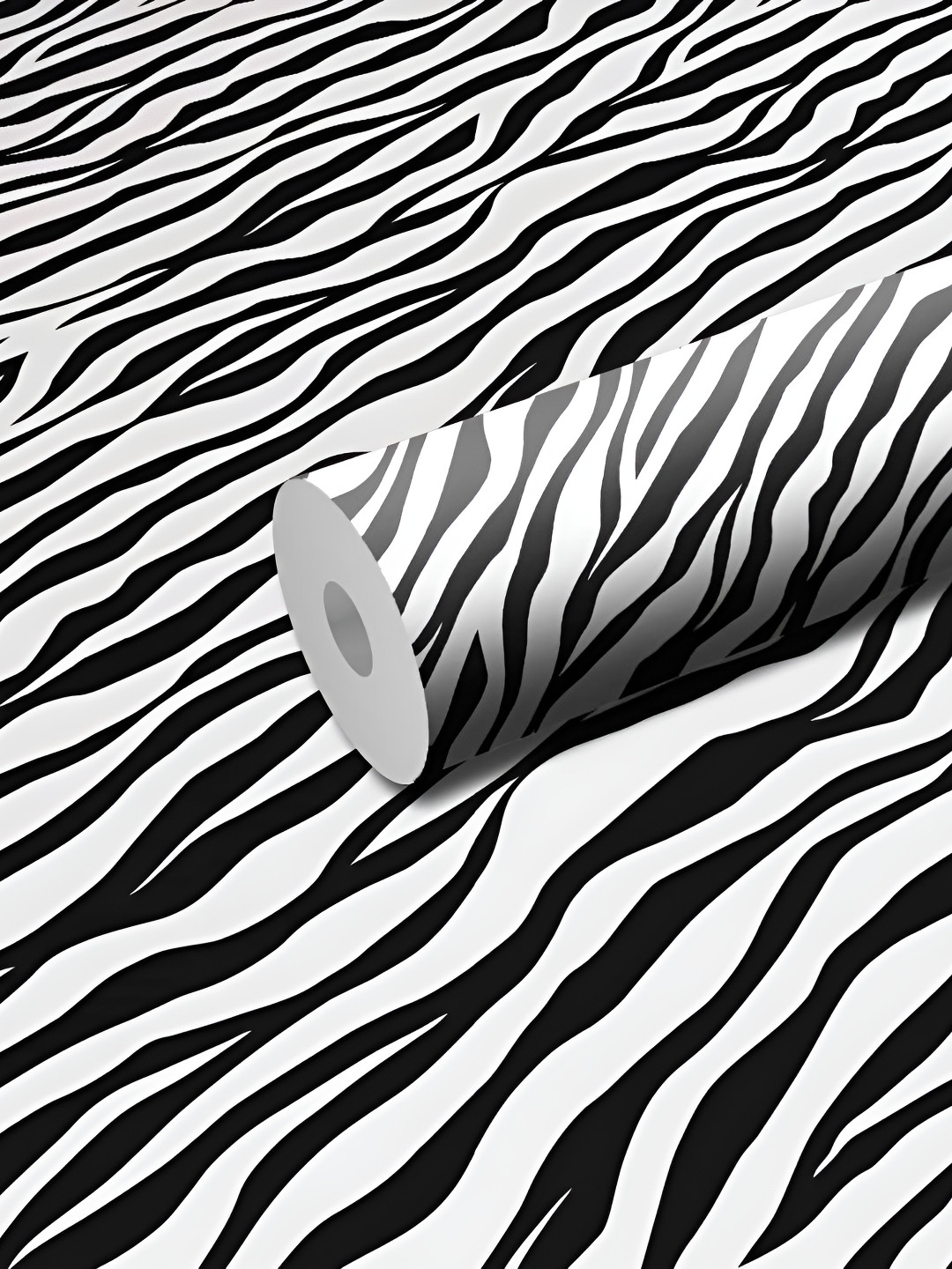 WALLWEAR White & Black Zebra Printed Self-Adhesive Waterproof Wallpaper