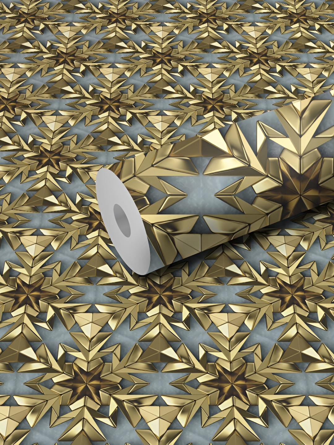 WALLWEAR Grey Geometric Self-Adhesive Wallpaper