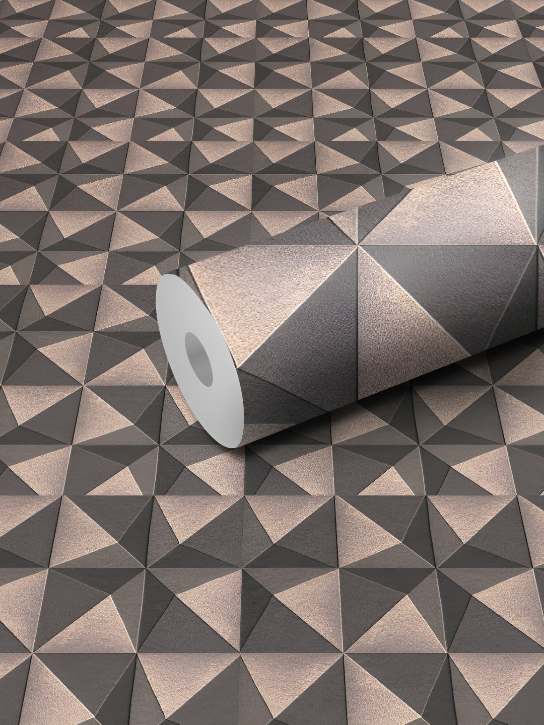 WALLWEAR Grey & Beige Geometric Self-Adhesive Wallpaper