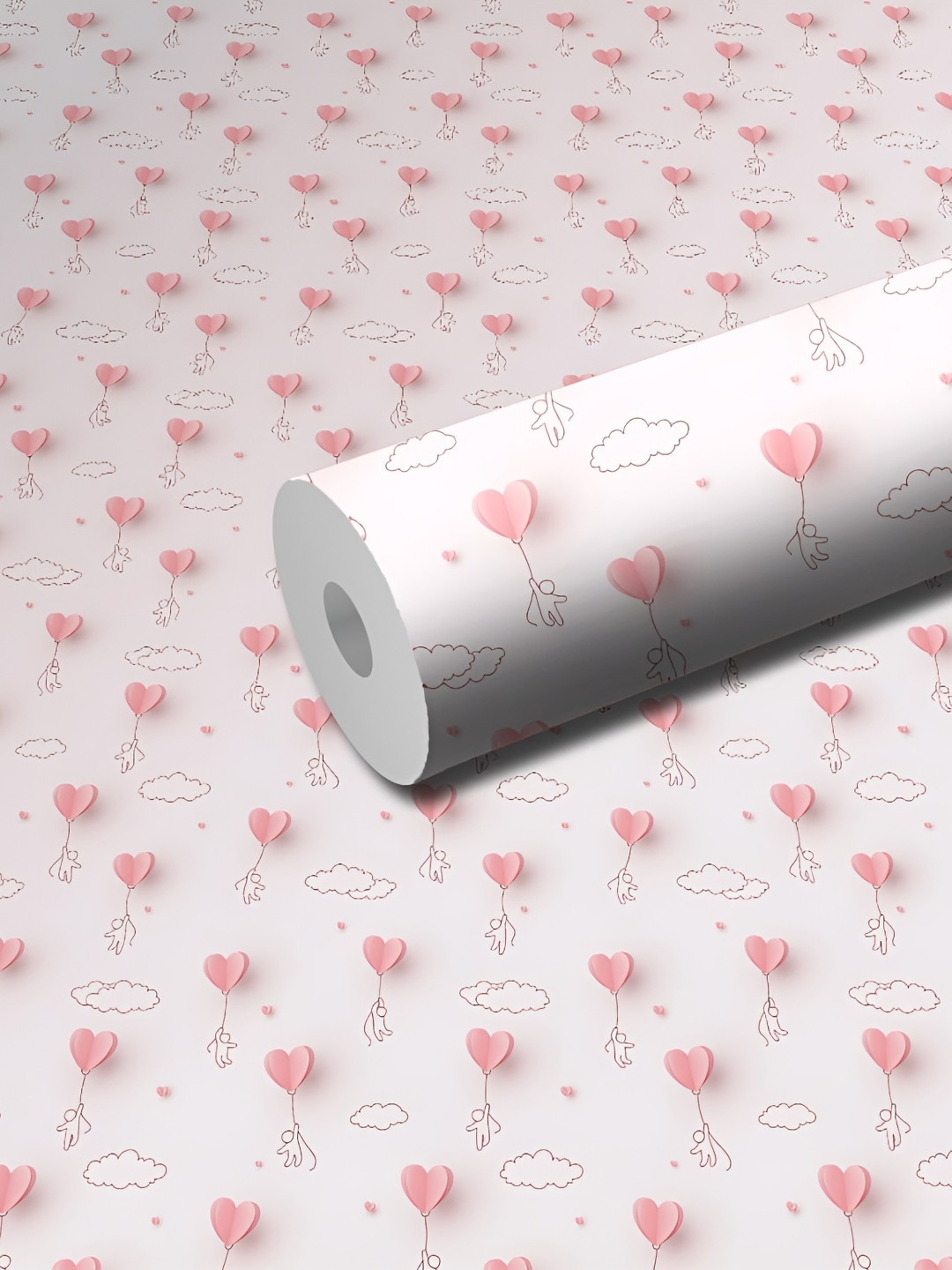 WALLWEAR Pink & Brown Graphic-patterned Self-Adhesive Wallpaper