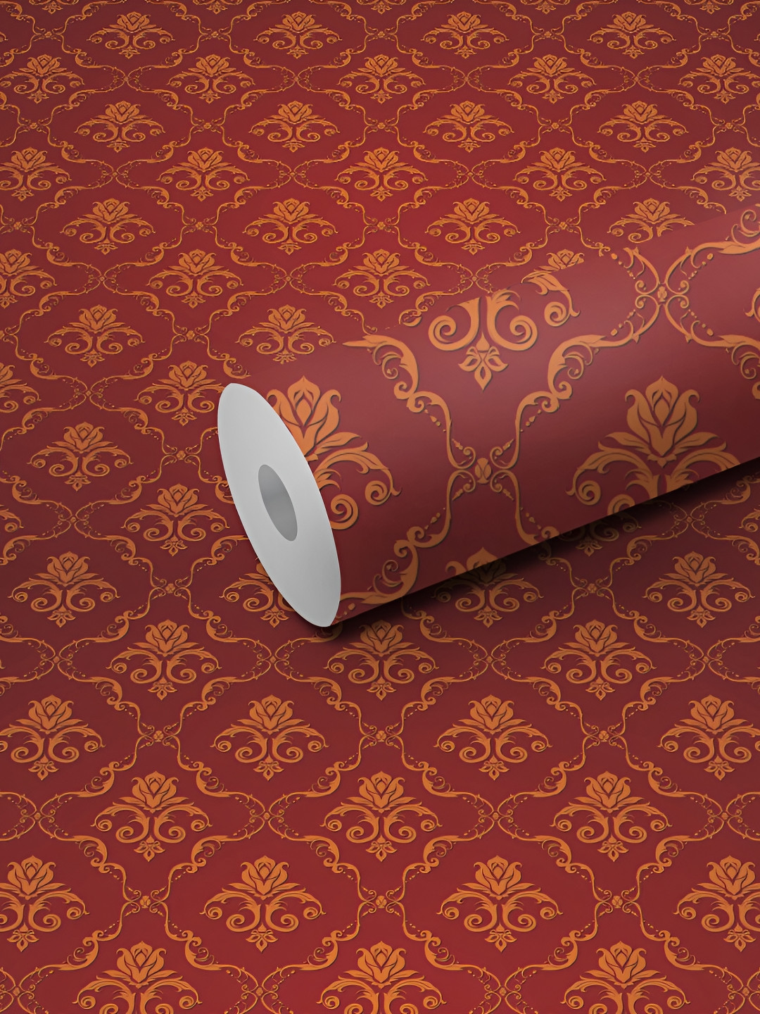 WALLWEAR Orange-Coloured & Red Floral Printed Waterproof Self-Adhesive Wallpaper