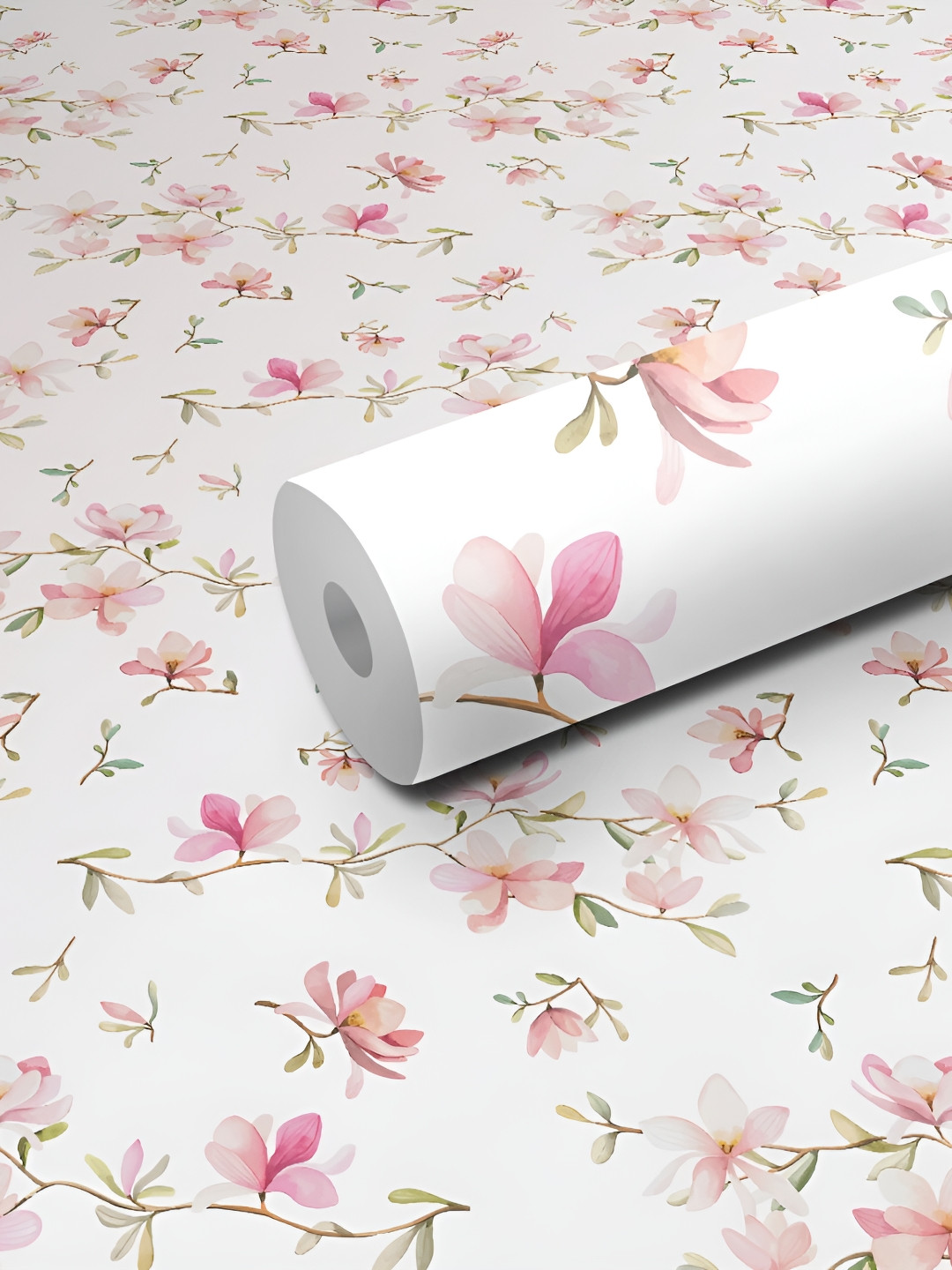 WALLWEAR Pink & Green Floral Self-Adhesive Wallpaper